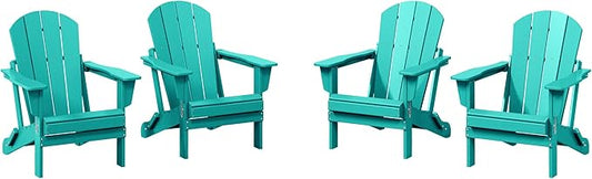 WestinTrends Malibu 4-Piece Set Outdoor Folding Poly Adirondack Chair, Turquoise