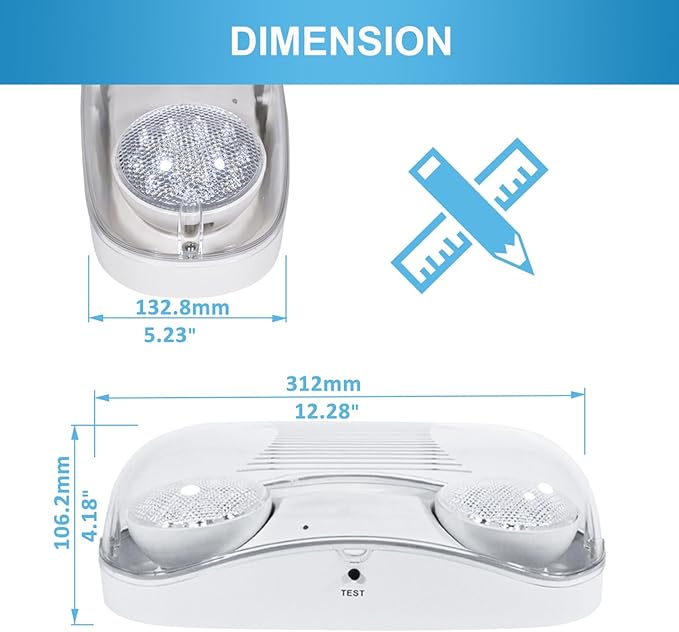 Outdoor Emergency Light with Battery Backup, Exterior Lights with Battery Backup, Wet Location, LED Egress Lights, Exterior Two Adjustable Heads Emergency Lighting Fixture,120/277V, UL Listed (2 Pack)