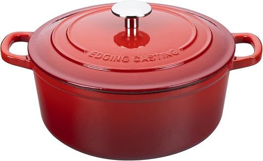 Enameled Cast Iron Dutch Oven Pot with Lid, 7 Quart, Round Dutch Ovens, Bread Oven Dual Handles, for Bread Baking, Oven Safe up to 500°F, Red