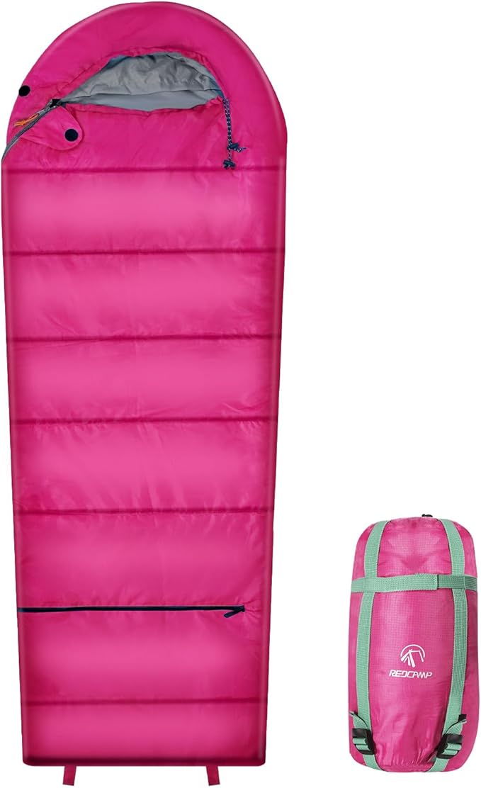 REDCAMP Kids Mummy Ultra Lightweight Sleeping Bag for Backpacking, Comfort for Warm Weather, with Compression Sack