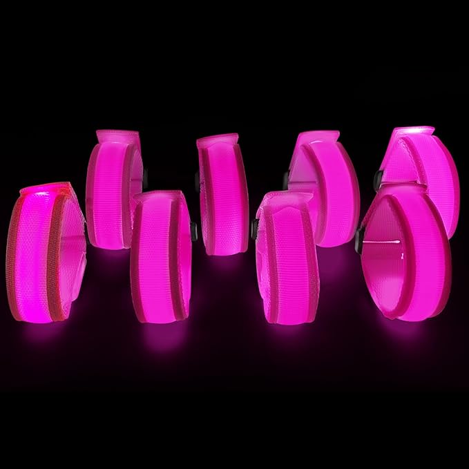 8 Pack LED Bracelets Light Up Wristbands,Glow Flashing Wristbands Glow in The Dark Party Supplies for Party, Festivals, Sports, Camping,Night Events (Pink)