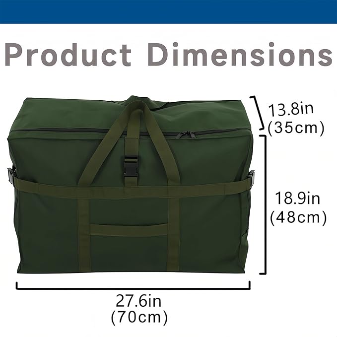 Large Duffel Bag, Waterproof Carry on Weekend Overnight Storage Bag over Luggage for Airline, Travel, Camping, Moving