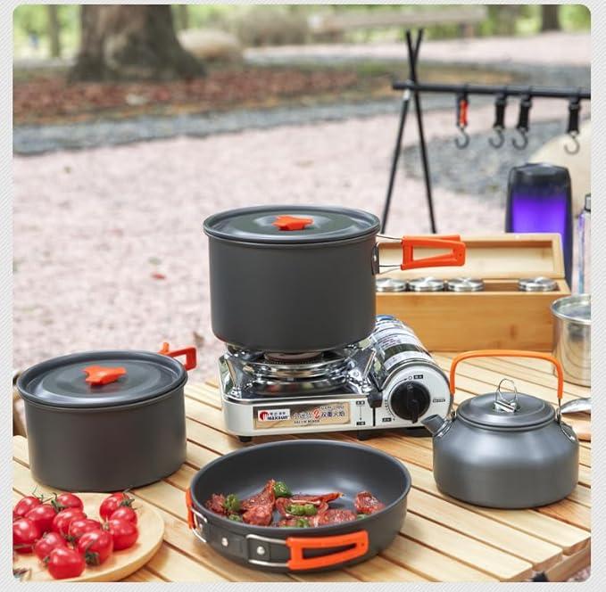 5pcs -20pcs Set TMKOOL Camping Cookware Mess Kit Outdoor Hiking Backpacking Picnic Cooking Bowl Non Stick Pot