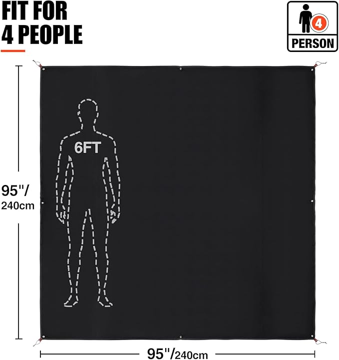 REDCAMP Ultralight Tent Footprint for 8-10 Person Tent, Multifunctional Waterproof Camping Tent Tarp for Camping, Hiking and Survival Gear, Lightweight, 95"x95"