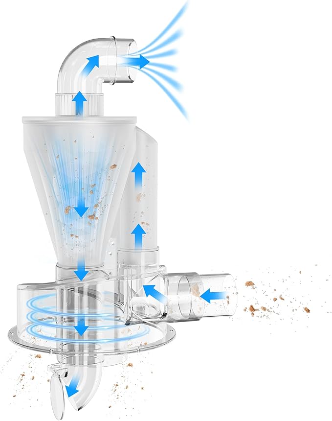 2.5'' New Upgrade Woodworking Double Filtration Cyclone Dust Collector DIY Turbocharged Filter Industrial Separator Collector Canister Dust Control System for Shop Vac Contractor Assistant