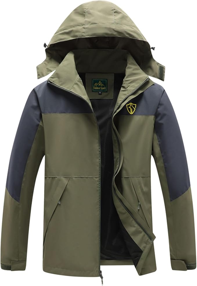 GIISAM Rain Jacket for Men, Mens Waterproof Raincoat Lightweight Rain Jackets Outdoor Rain Coat Windbreaker with Hood