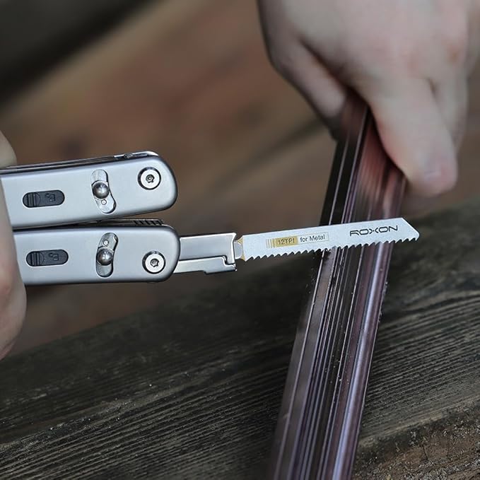 Roxon FT07 Bulid Your Own Multitool - FLEX Implements Tools Accessories Set (Box Cutter, Ruler & Magnetic grabber, Pen & Tweezers & Needle, T Shank Adapter)