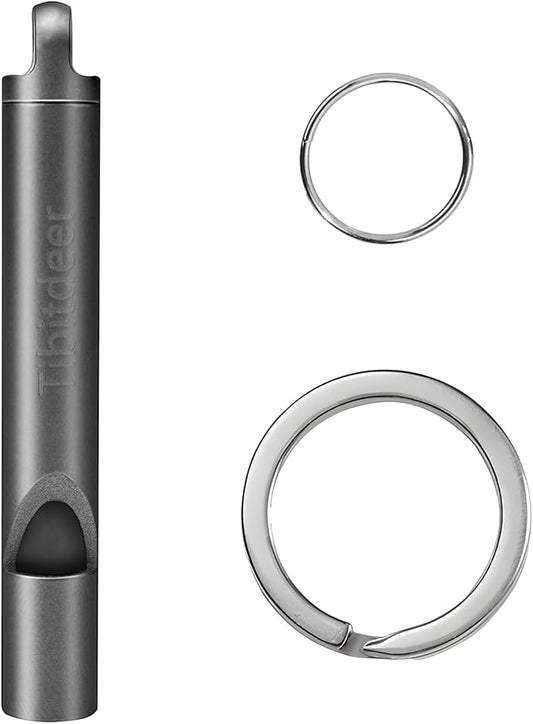 Titanium Emergency Whistle, 120db Safety Whistle with Keychain Rings for Outdoor Camping Hiking Boating Backpacking Fishing Kayak Kids Rescue Signaling Loud Survival Whistle