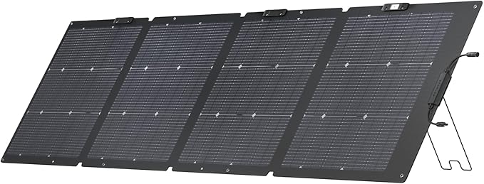 EF ECOFLOW 220W Portable Solar Panel, Bifacial Design Up to 25% Conversion Efficiency N-Type Solar Cell, with Adjustable Kickstand, IP68 Waterproof, Foldable Solar Panel for Camping RVing Home Backup