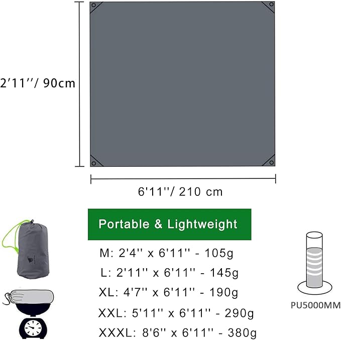 GEERTOP Portable Waterproof Tent Footprints Lightweight Camping Tent Ground Sheet Mat Sunshade Shelter for Outdoor Backpacking Hiking Picnic Travel
