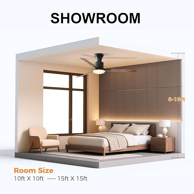 Obabala 60 Inch Ceiling Fan LED Light, Ultra-Quiet 6-Speed DC Motor, Remote & APP Smart Control, Indoor & Outdoor Fan for High Ceiling, Living Room