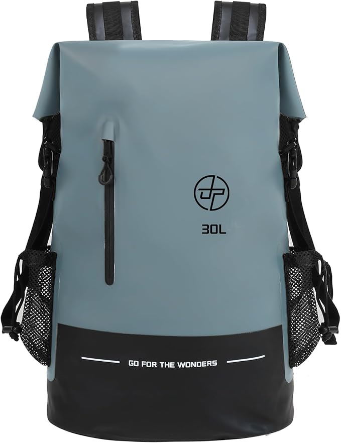 UPWELL 30L Waterproof Dry Bag Boating Backpack for Travel Hiking Camping Kayaking Hiking Swimming Floating Submersible Dry Bag grey