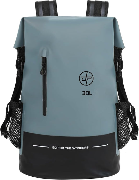 UPWELL 30L Waterproof Dry Bag Boating Backpack for Travel Hiking Camping Kayaking Hiking Swimming Floating Submersible Dry Bag grey