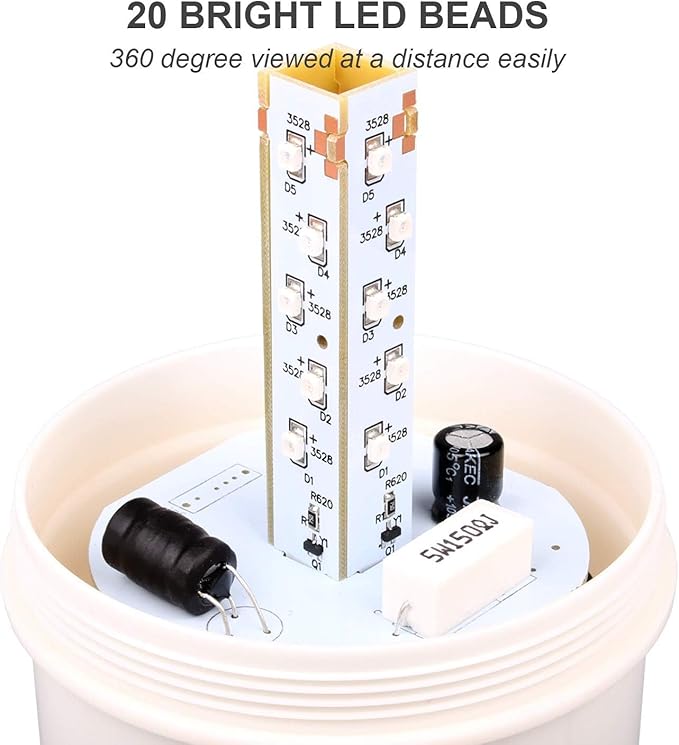 Industrial LED Rotating Strobe Beacon Warning Lights, Electrical Revolving Signal Lights for Emergency, 110v AC, Red, with Buzzer