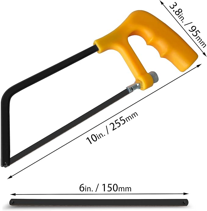 6 in. Mini Hacksaw Frame - 150mm Extra Fine Cut Junior Hack Saw with Bi-Metal Blade for Metal and Wood