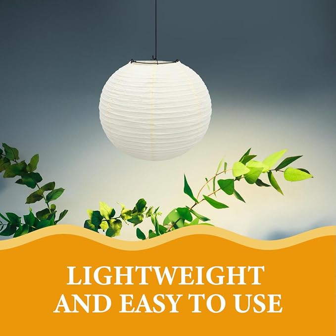 Japanese Style Paper Lamp Shade 11.81 Inch Round White Lantern Chic Ceiling Light Cover for Home Decor Light Shade Easy to Install