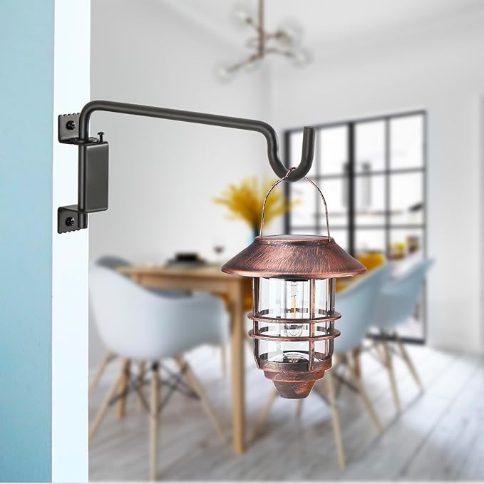 12" 360° Swivel Plant Hanger - Heavy Duty Solid Steel Wall Hook, 12-Directional Adjustable for Bird Feeders, Outdoor/Indoor Plants, Garden & Patio