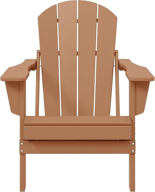 WestinTrends Malibu HDPE Outdoor Patio Folding Poly Adirondack Chair, Teak