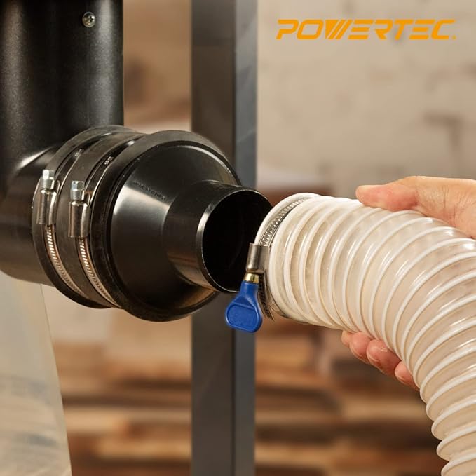 POWERTEC 70338-P2 4 Inch Hose to 2-1/2 Inch Hose Cone Reducer w/Stainless Steel Thumb Screw Hose Clamps, Dust Collection Fittings for Dust Collection Hose, Dryer Vent Hose & Shop Vacuum Hose