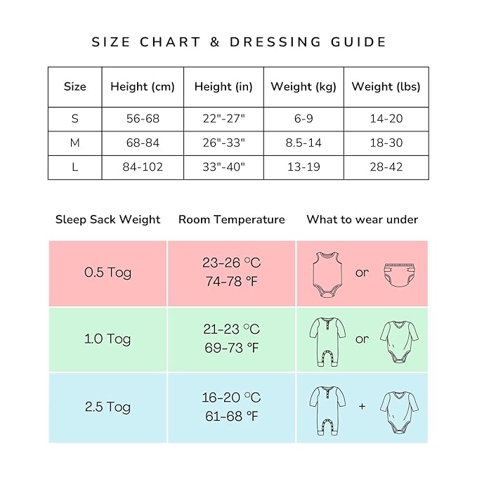 Rayon Made from Bamboo Sleep Sack 1.0 TOG 18-36 Months Unisex Baby Sleeping Bag with 2-Way Zipper Breathable Wearable Blanket Baby