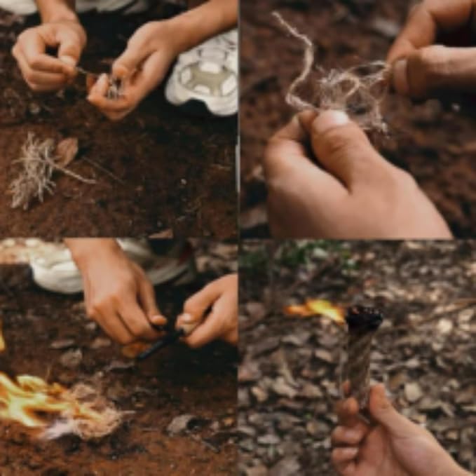 Fire Starter Kit – 12 Magnesium Bags (2.3" x 3.5") + 3.15" Ferro Rod (12,000+ Strikes) + 2X 0.3 x 4 Waxed Rope (24 Min Burn) – Survival Kit in Waterproof Tin for Camping, Hiking, Bug Out