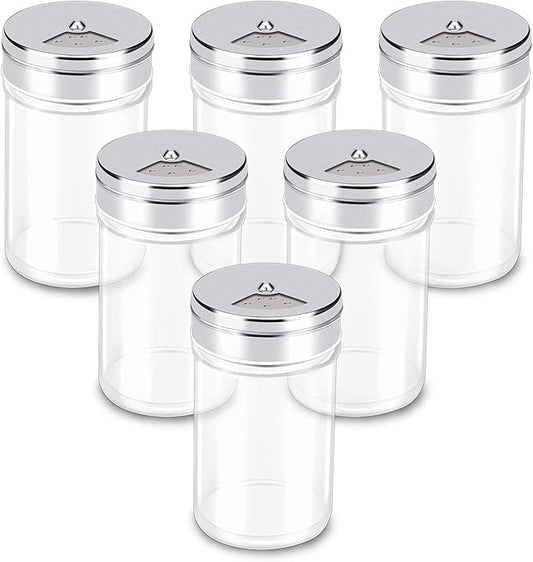 Segarty Spice Jars, 6 Pack 3 oz Spice Bottles with Shaker Lids, Glass Empty Storage Containers with Adjustable Stainless Steel Flow Top for Your Regularly Used Spices