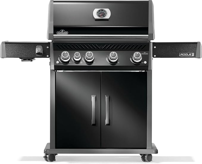 Napoleon Rogue PRO 525 Natural Gas Grill with Infrared Side Burner, Black, Durable 5-Burner Cooking Surface