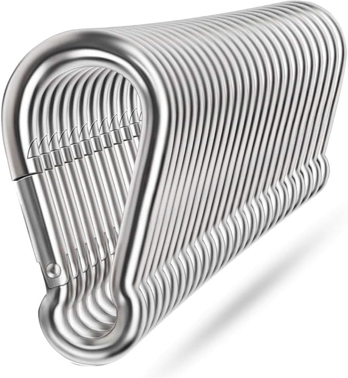 Spring Snap Hooks, 304 Stainless Steel Metal Clip Heavy Duty Rope Connector Small Snap Clamp Key Chain Link Buckle for Hammock Swing Set Outdoor Travel Camping Fishing Hiking