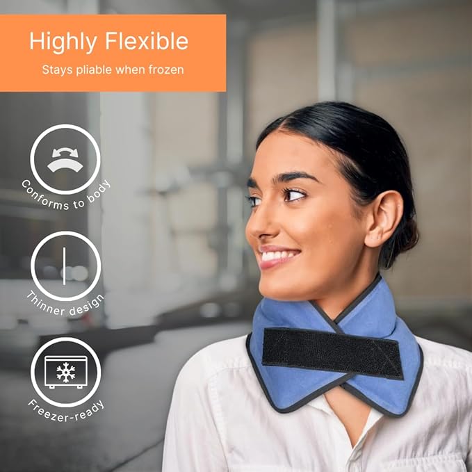 FlexiKold Neck Ice Pack Wrap with Straps Reusable, Flexible Neck Pain Relief, Cold Compress, Cooling Wraps - 6301-COLD-STRAP