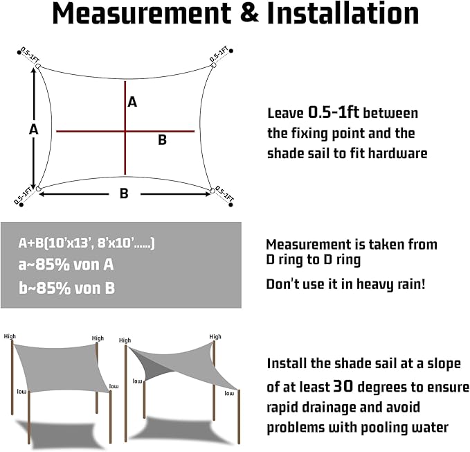 LOVE STORY Waterproof 8'x10' Rectangle White Sun Shade Sail Cannoy UV Resistant for Outdoor Patio Garden Backyard (We Make Custom Size)