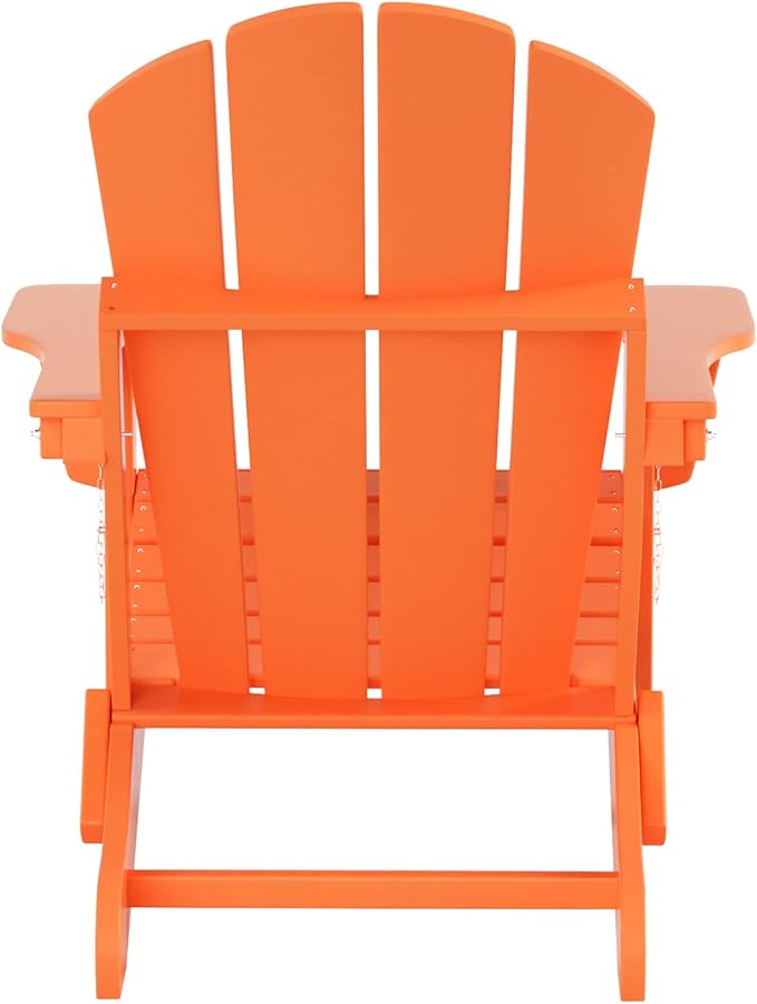 WestinTrends Malibu Malibu Outdoor Folding Poly Adirondack Chair (Set of 8), Orange