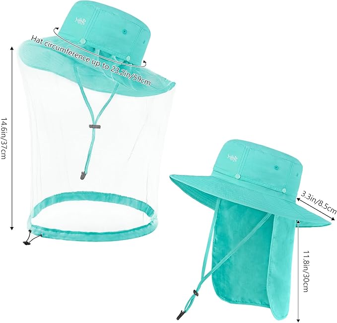 BASSDASH UPF 50+ Mosquito Sun Hat with Hidden Head Net and Neck Flap for Men Women Outdoor Fishing Hiking Camping FH16