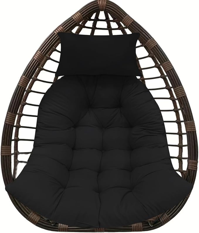 Thicken Hanging Basket Seat Cushion with Headrest, Hammock Swing Chair Cushions, Soft Egg Patio Chair Cushion with High Elasticity PP Cotton, for Indoor and Outdoor Garden Offices (with Pillow)