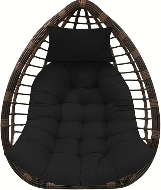 Thicken Hanging Basket Seat Cushion with Headrest, Hammock Swing Chair Cushions, Soft Egg Patio Chair Cushion with High Elasticity PP Cotton, for Indoor and Outdoor Garden Offices (with Pillow)