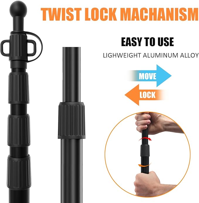 WILDROAD Tarp Poles Tent Poles Canopy Poles 8.37 ft, Telescoping Aluminum Poles with Non-Slip Aluminum Cone Bottom, Portable and Lightweight Camping Gear for Camping and Awnings, Set of 2