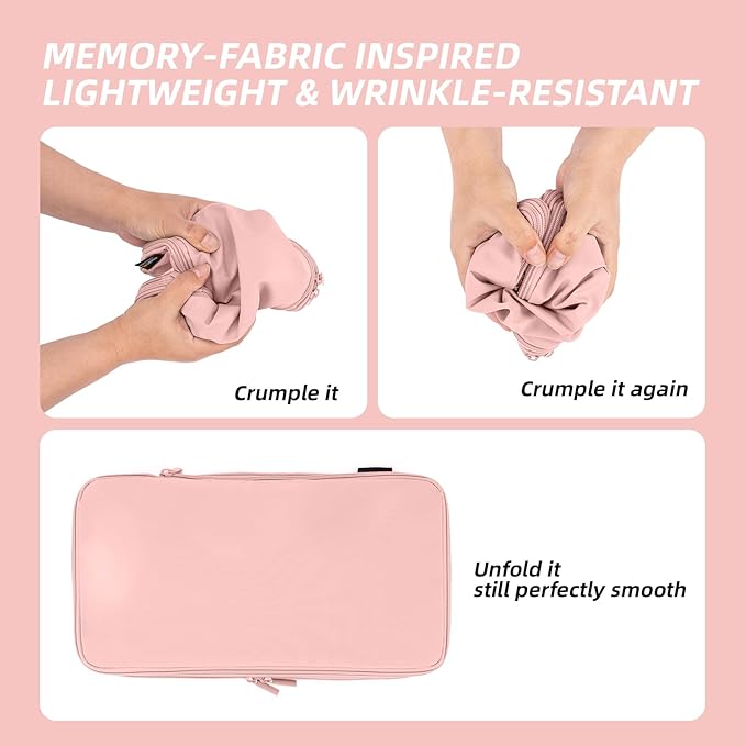 4 Piece Compression Packing Cubes for Suitcases and Backpack, Lightweight Travel Organizers (Light Pink)