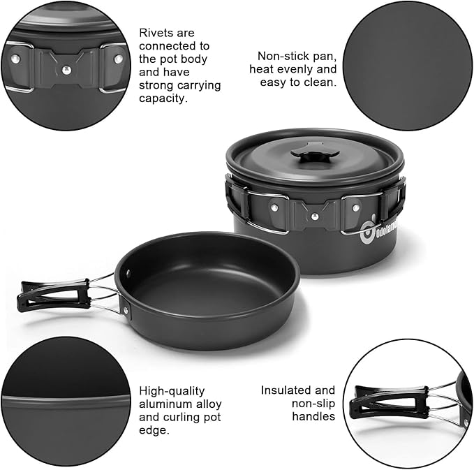 5pcs -20pcs Set TMKOOL Camping Cookware Mess Kit Outdoor Hiking Backpacking Picnic Cooking Bowl Non Stick Pot