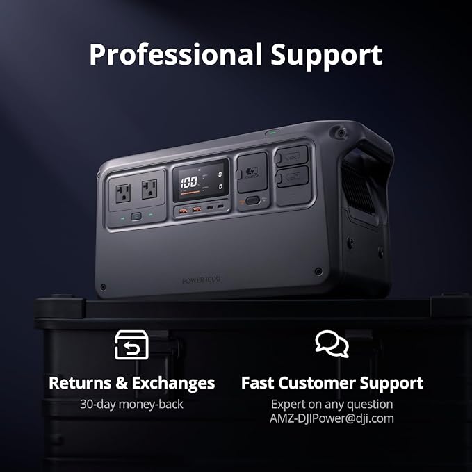 DJI Power 1000 Portable Power Station, 1024Wh LiFePO4 Battery, 2200W (Peak 2600W) AC/140W USB-C Output, 23db Ultra-Silent, Solar Generator For Home Backup, Camping(Solar Panel Optional)