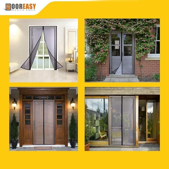 DOOREASY Magnetic Screen Door Size 38" x 83", Heavy Duty Mesh Net Closure with Magnets, Reinforced Polyester Full Frame Door Curtain, Fit Door Size 36 x 82 inch