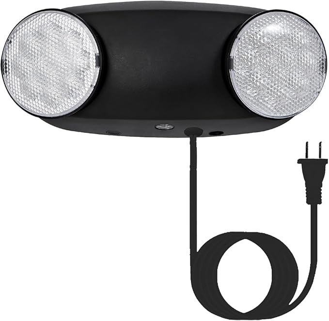 TANLUX LED Emergency Lights with Battery Backup, Commercial Emergency Light Fixtures for Business Home Power Failure Emergency Exit Sign Lighting with 1.0 Meter Plug in Cord AC120V Input, Black