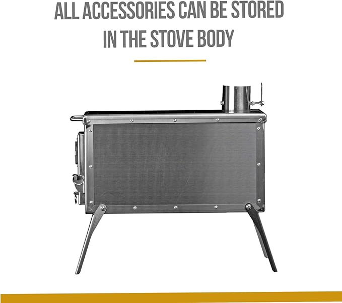 OneTigris Tiger Roar Tent Stove, Portable Wood Burning for Winter Camping Hunting and Outdoor Cooking, Pipes Included