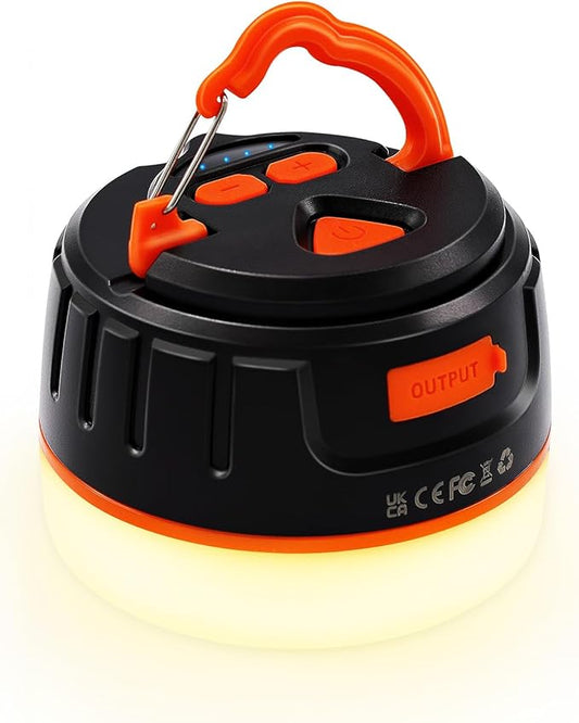 Rechargeable LED Camping Lantern 1000LM, 300H Runtime, 6400mAh, IPX5 Waterproof Tent Light for Camping, Hiking, Power Outages, Home, Emergency Use - Standard Edition,Orange