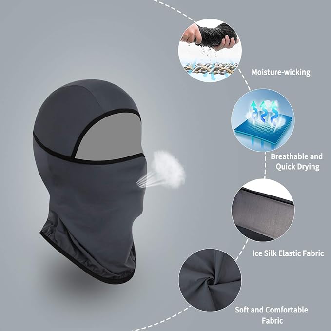 Achiou Balaclava Face Mask, Ski Mask for Men Women Football, Lightweight Sheisty, Ninja Shiesty Sun Hood UV Protector Cycling