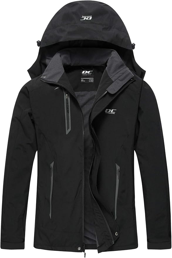 Diamond Candy Men's Hooded Waterproof Jacket Lightweight Rain Jacket Outdoor Casual Sportswear