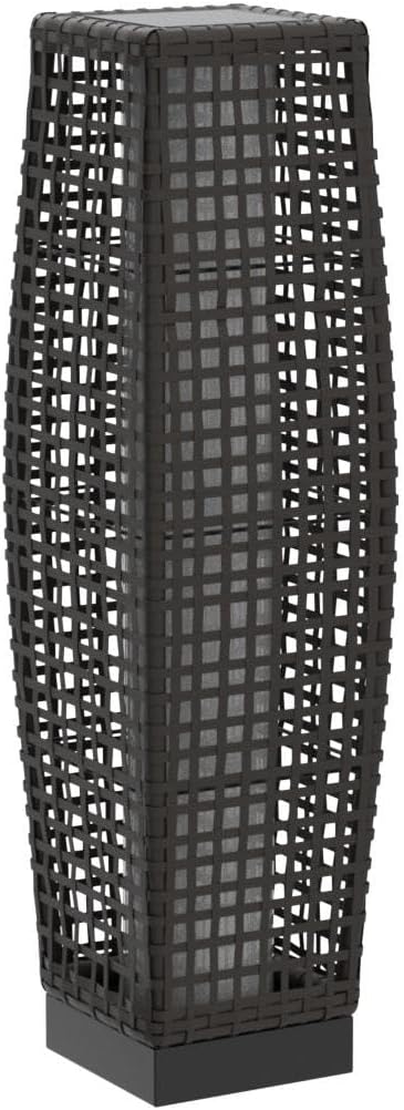 Grand patio Outdoor Floor Lamp Solar Powered Lantern Water-Resistant Wicker Deck Light for Garden or Porch -Large Fuji, Silver Gray