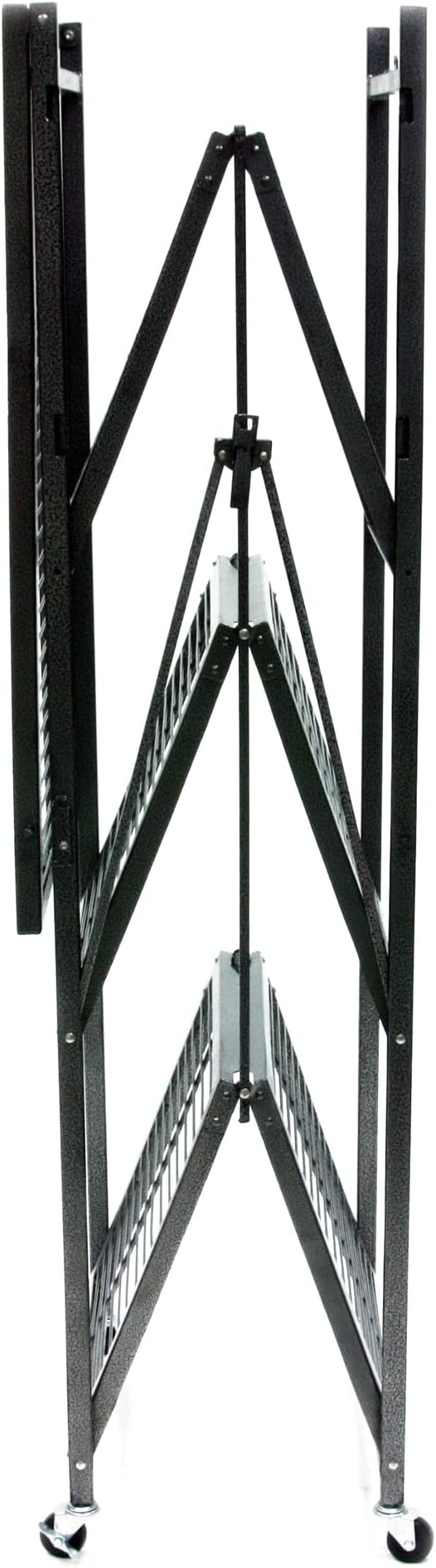 Origami 2-Pack R5 Series Foldable 4-Tier Steel Storage Rack, Pewter – Heavy-Duty Metal Shelving Unit w/ Removable Wheels for Laundry Room or Garage – Rolling Organizer for Home, Office & Warehouse