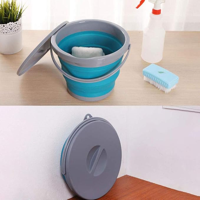 Ahyuan Collapsible Water Bucket with Locking Lid Multifunction Foldable Round Tub Water Pot Portable Water Pail Space Saving Water Container for RV, Camping, Marine, Outdoor Activities and Home (Blue)