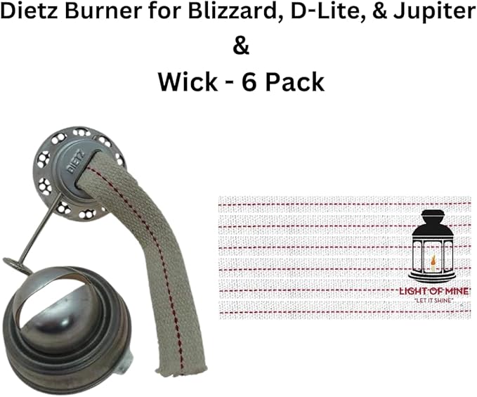 Light of Mine - Dietz #80 Blizzard Oil Lantern with 7/8" Replacement Wick Strips (Replacement Burner with Wick)