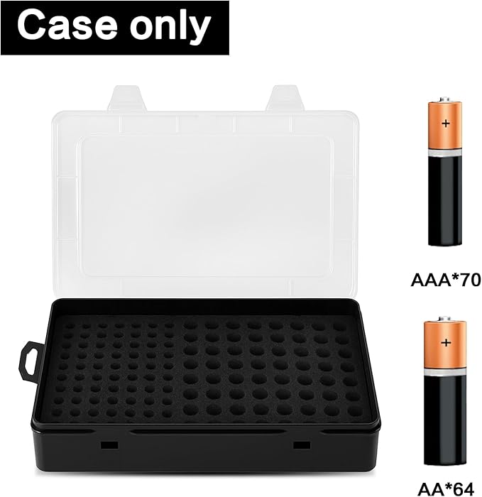Battery Storage Organizer Case, Battery Vault Box Holder Container for 134pcs AA AAA Batteries, Garage Organization Carrying Bag Fits Home Kitchen Warehouse (Batteries Not Include) (black)