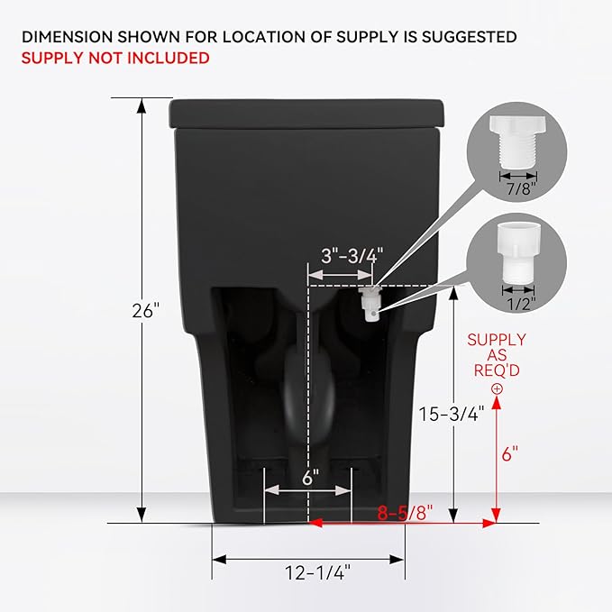 HOROW T0338WB Elongated One Piece Toilet Black, Compact Modern Toilet with Comfortable Seat Height, ADA Chair Height 17.3", Power Dual Flush 0.8/1.28 GPF & MAP 1000g, Matte Black, 12" Rough-in